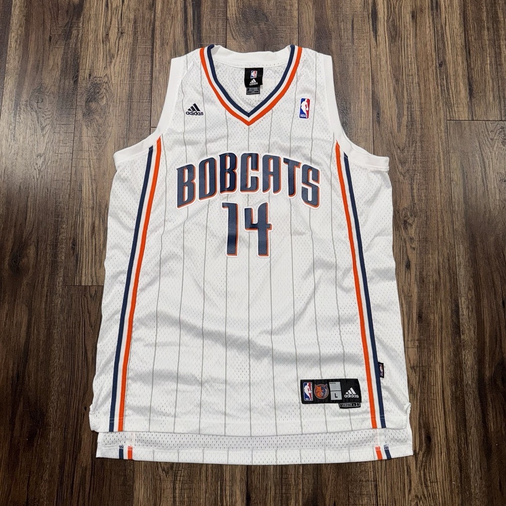 NBA Charlotte Bobcats White Adidas Jersey Augustin #14 Men's Size Large